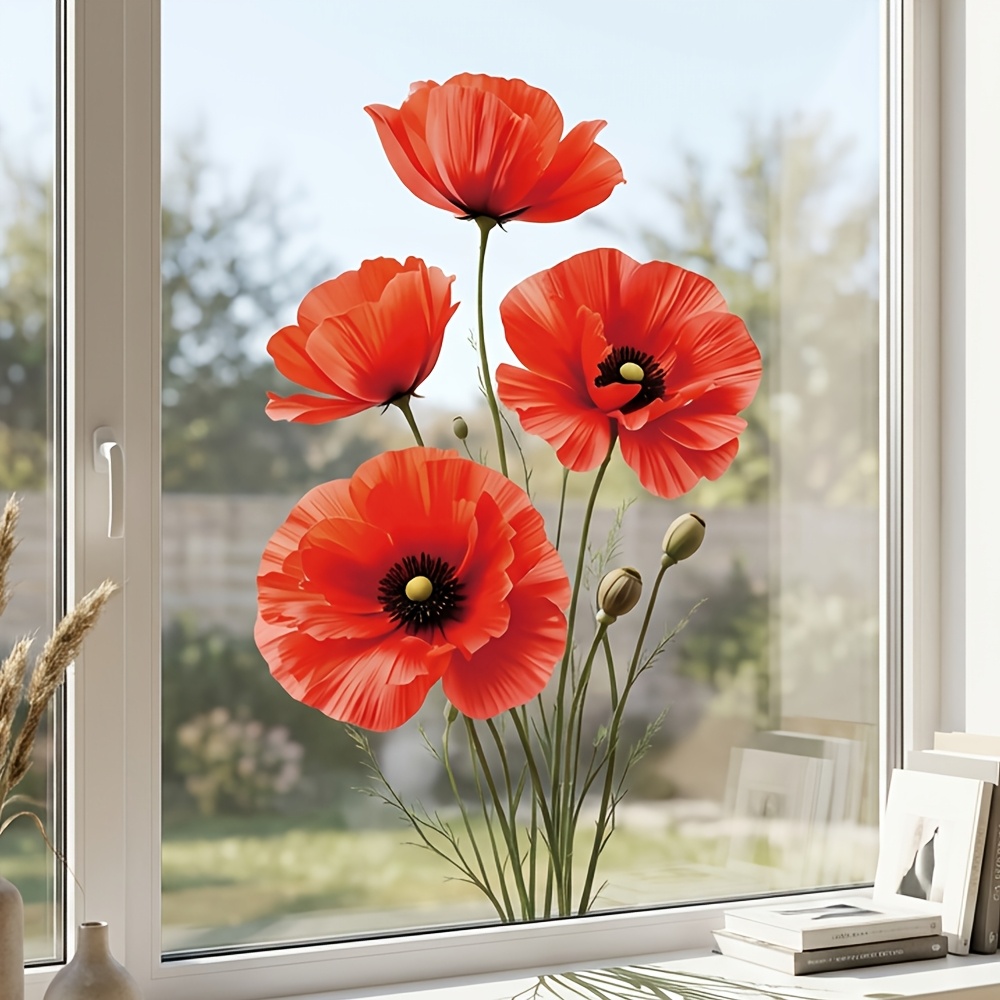 Summer Decorative Glass Stickers, Removable Static Cling Home Room Window Decals, Home And Courtyard Decor