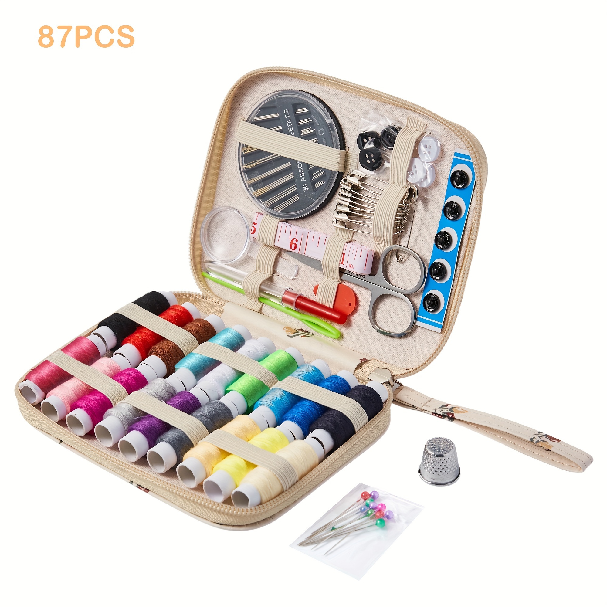 Sewing Kit Floral With 87 Sewing Supplies And Accessories -18-color Threads,sewing Kit With Zipper Case For Emergency Repairs, Best For Christmas, Jewelry Boxes