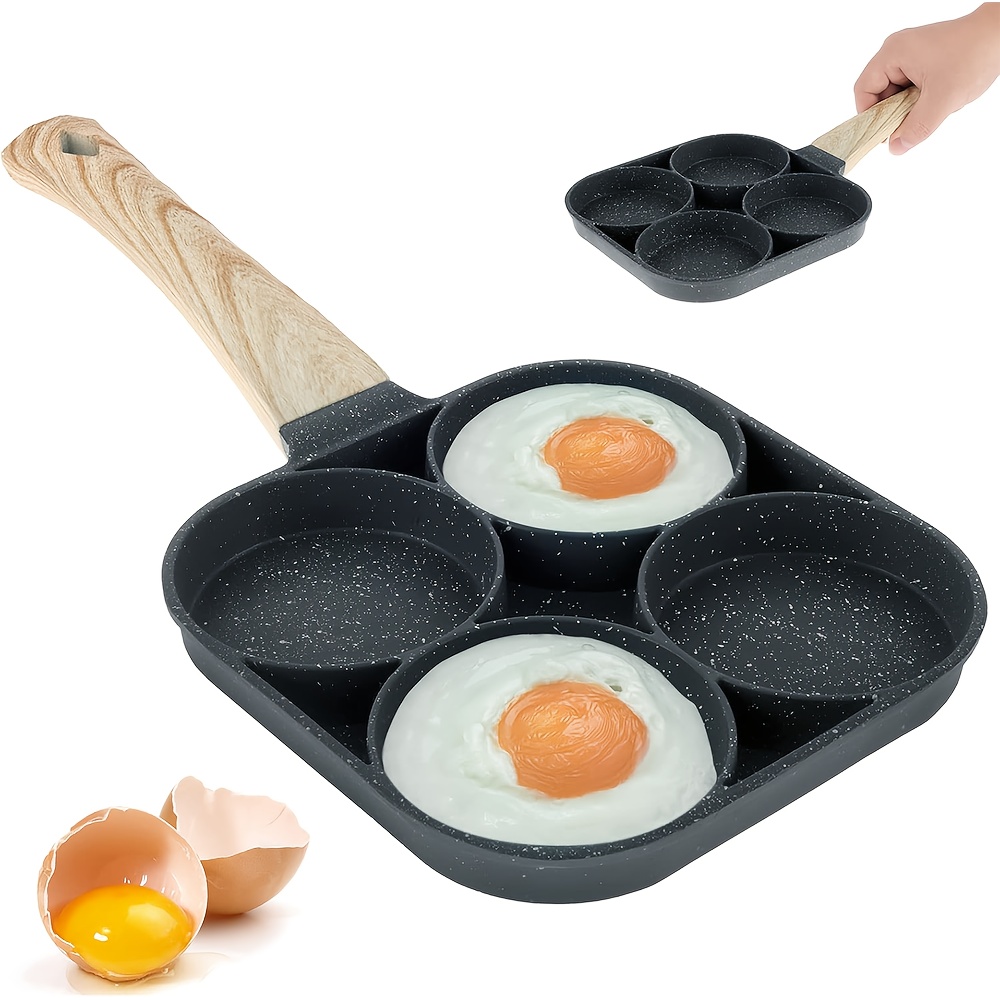 E-shop Vielseitige 4-Loch Antihaft-Pfanne für Omeletts, Eier, Knödel & Steaks - Robuste Aluminiumlegierung, für & Mehr, Induktionsherd geeignet