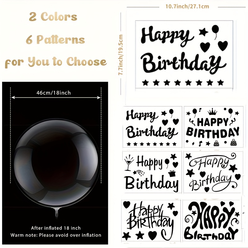 Set Di 6 Adesivi Per Compleanno In PVC, Decorazioni Per Feste, Con Palloncini E Torte