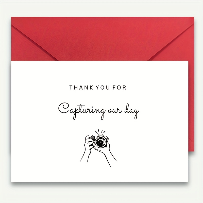 TEMU 1pc Wedding Photographer Thank You Card With Envelope - Design: "thank You For ", Elegant Cursive And Printed Text, Wedding Vendors And Reminder