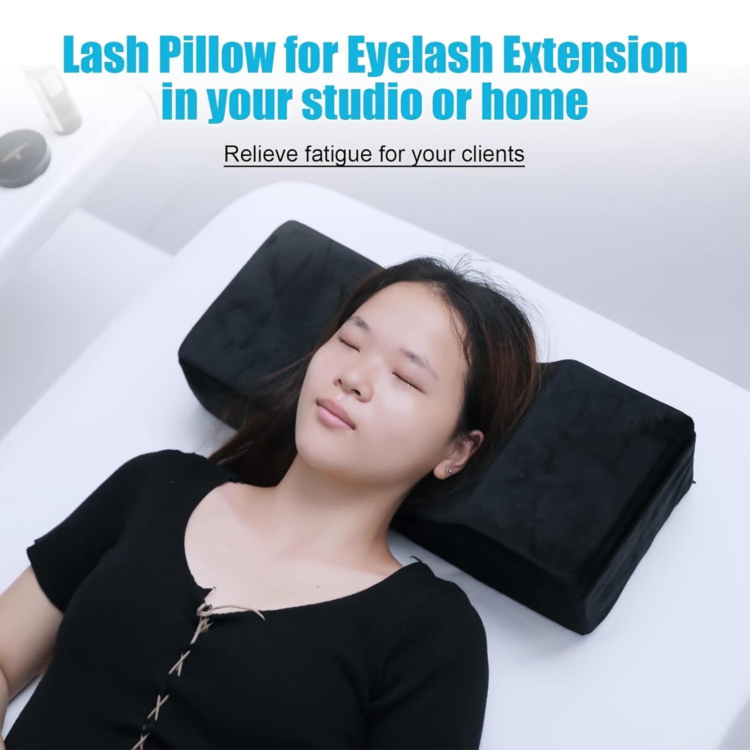 Comfortable Eyelash Extension Neck Pillow Memory Foam Neck Contour Pillow For Sleeping Support Beauty Salon Lash Grafting Pillow Removable Black Ve