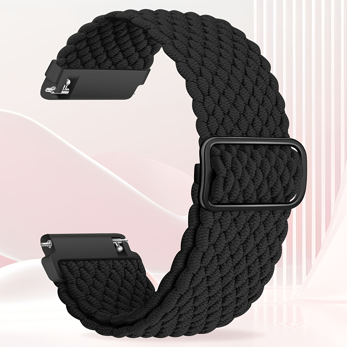 TEMU Correa de reloj de nailon tejido con diseño de diamantes compatible con relojes de 20 mm y 22 mm, 40 mm y 44 mm / para Galaxy Watch 4, correa de