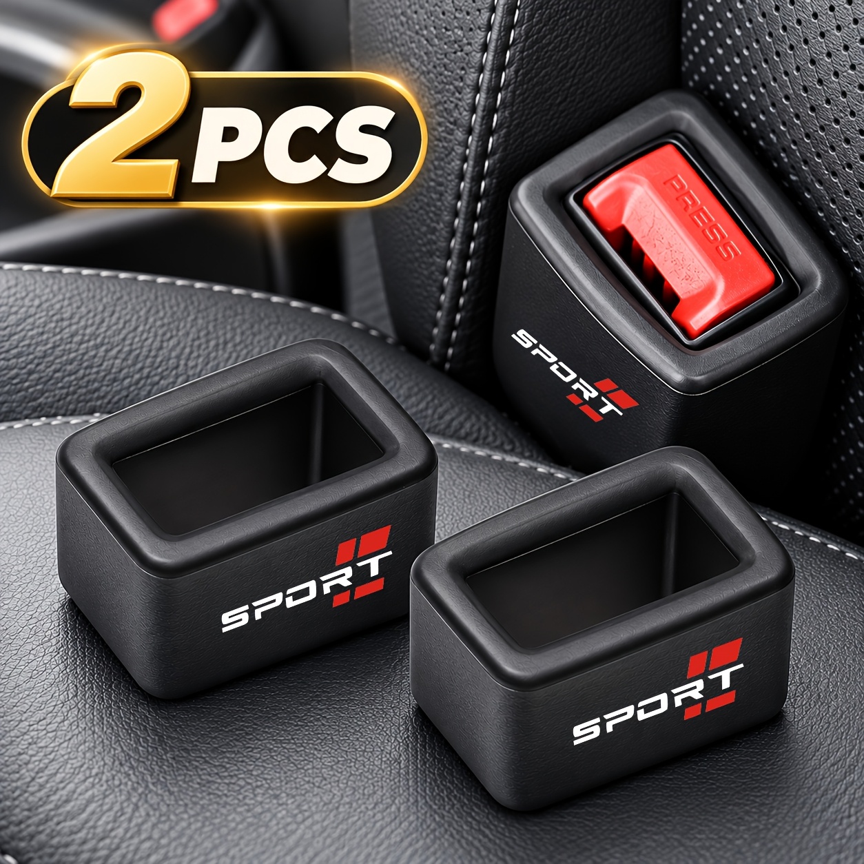 TEMU 2pcs Car Seat Belt Covers, Soft Flexible Protector Sleeves, Wear Resistant Car Interior Accessories, Reduce And Scratches, Seat Belt Protection