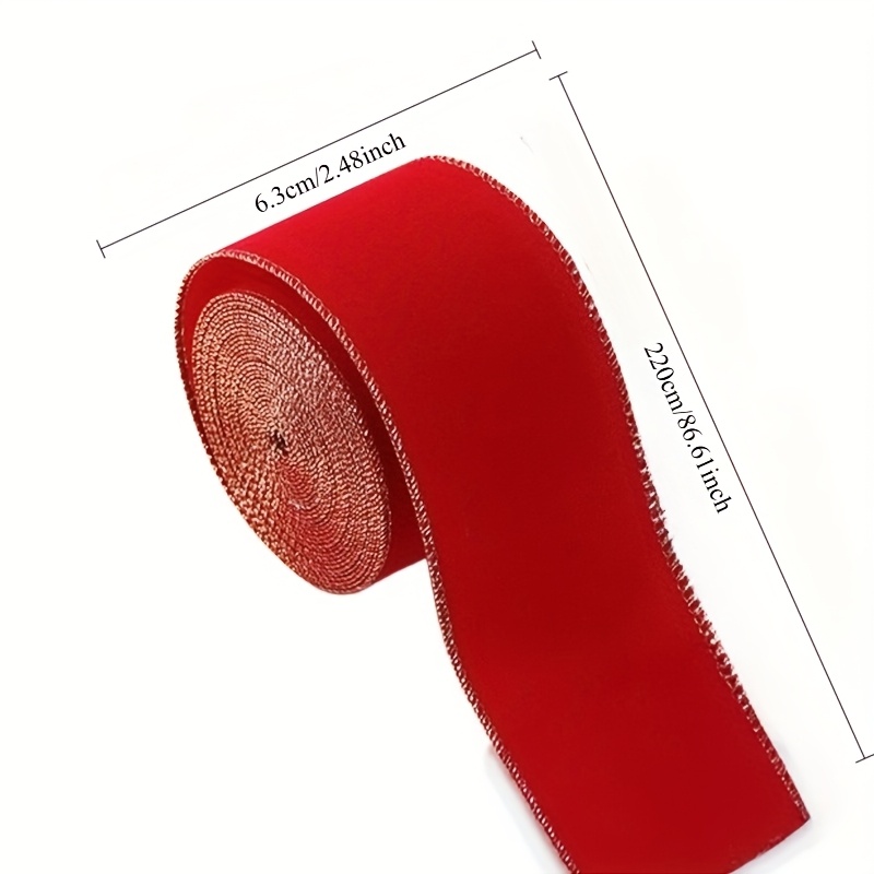 TEMU Luxurious Red Ribbon With A – A Wired Roll Wrapping Gifts, Bows For Trees, Making Wreaths, And Crafting For Holidays And Weddings&halloween,