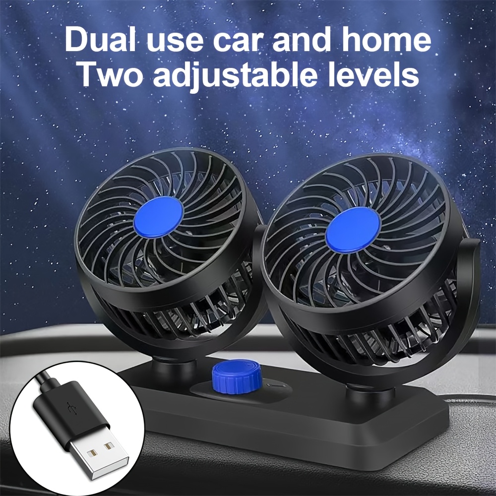 1pc car dual head usb fan compact and lightweight foldable car ventilation system car decoration suitable for outdoor activities office study and power details 0