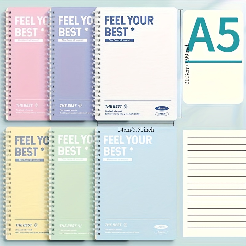 6pcs a5 spiral notebooks semi glossy   assorted colors adult organizer workbooks with ruled pages     english office supplies notebooks for school