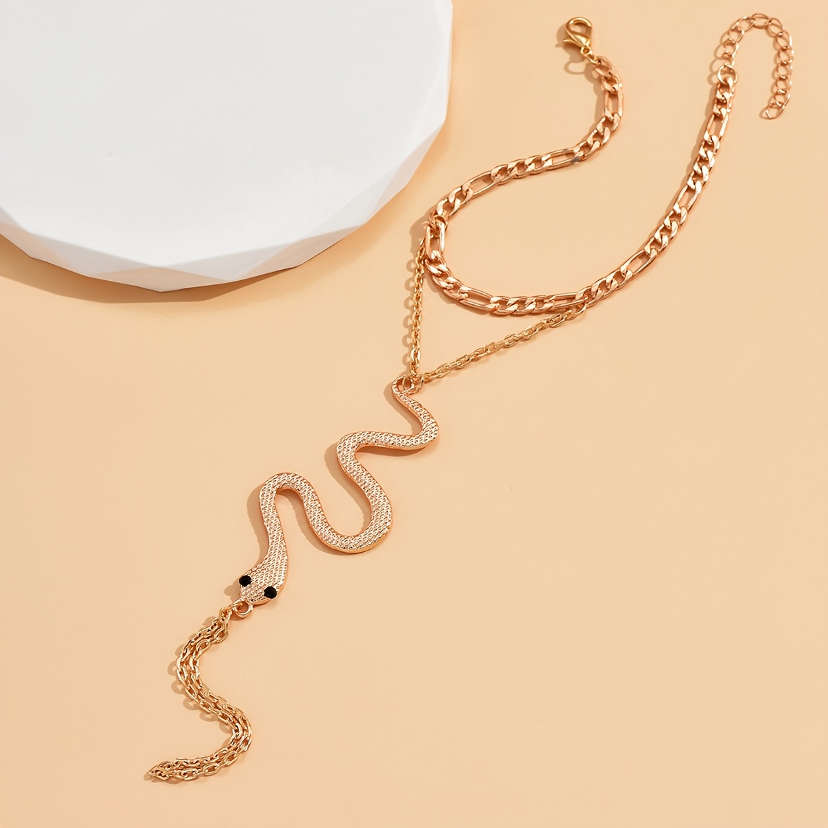TEMU 1pc Fashionable And Simple Snake-shaped Decorative Fingerless Bracelet