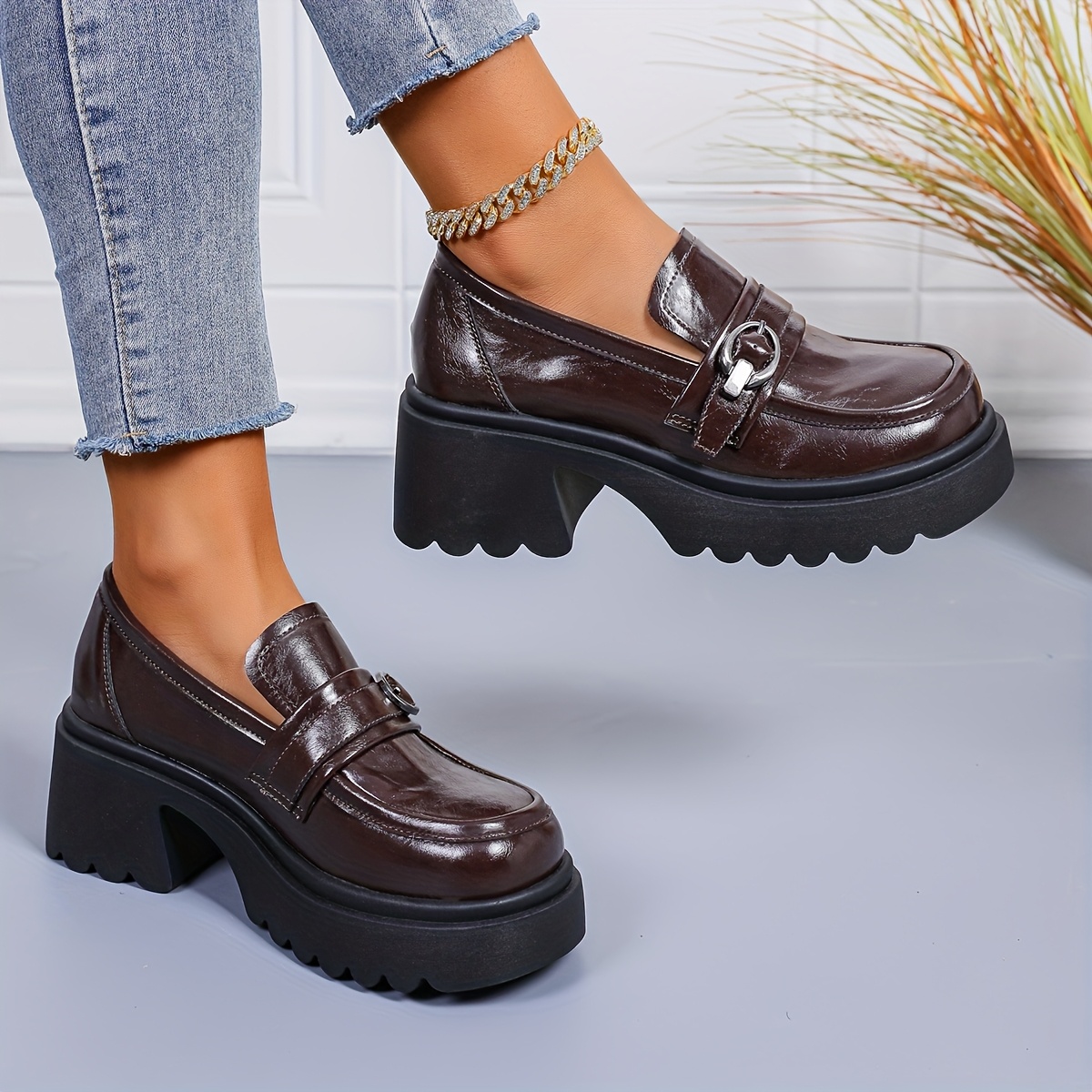 Loafer Shoes Womens Brown Platform Loafers Women'S Platform - Main Image