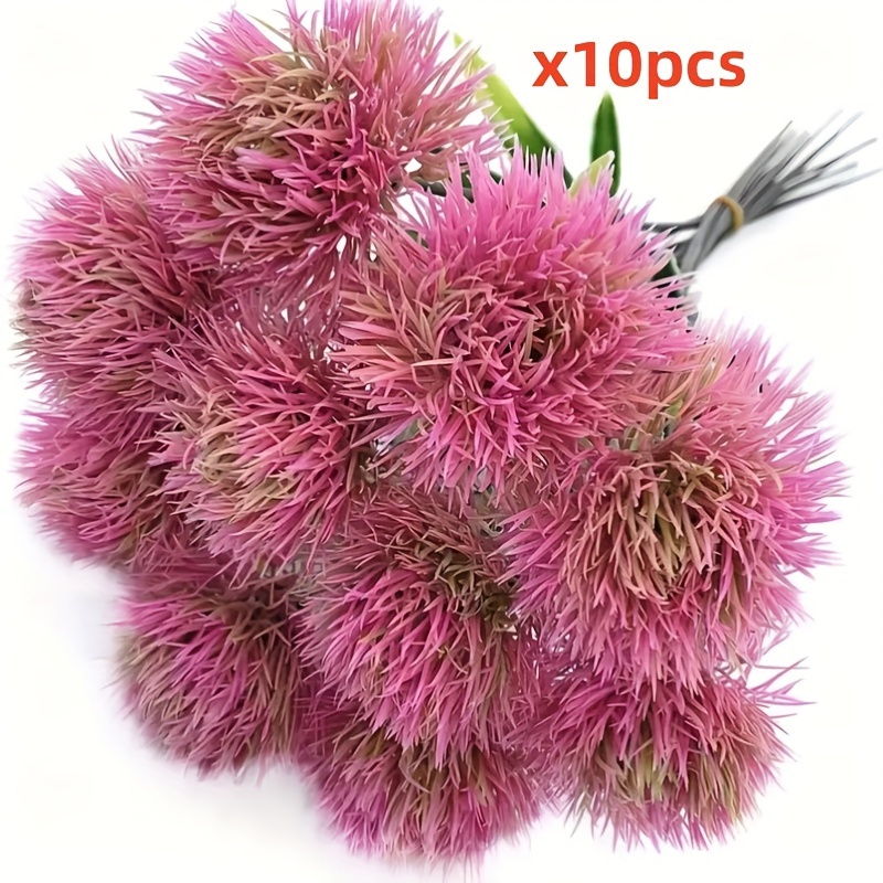 10pcs Dandelion Artificial Flowers, Used To Decorate Fake Plant Bouquets Plastic Flowers Home Decoration Wedding Decoration Flower Arrangement (mixed Color)