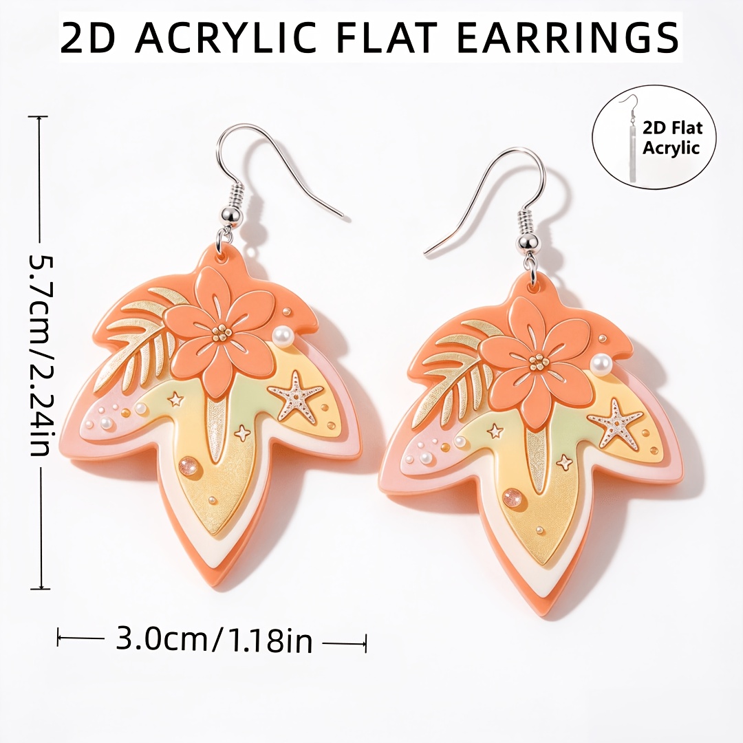Bohemian Flower Starfish Pattern Dangle Drop Earrings