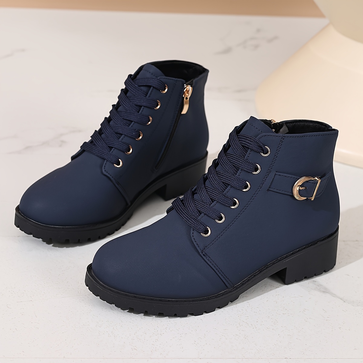 TEMU Fashionable Casual Versatile Comfortable Lace-up Women's Short Boots, Wearable In , Women Shoes