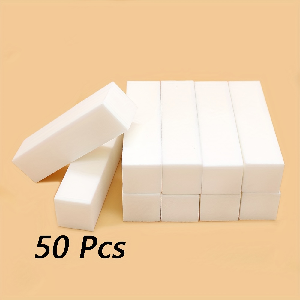 TEMU 50pcs White Nail Buffer Blocks Professional Salon Sanding Blocks Files Sponge Nail File Manicure Tool For Salon Or Home Use 50pcs Nail Buffer