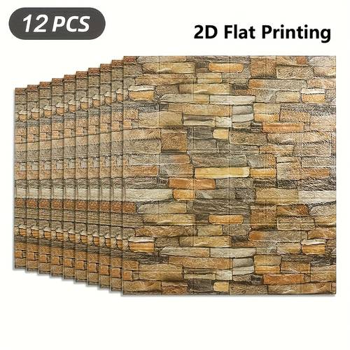 set of 12 foam wall stickers featuring 2d printed panels that ideal for decorating bedrooms with a brick look self wallpapers are perfect for living rooms and kitchen tv backdrops