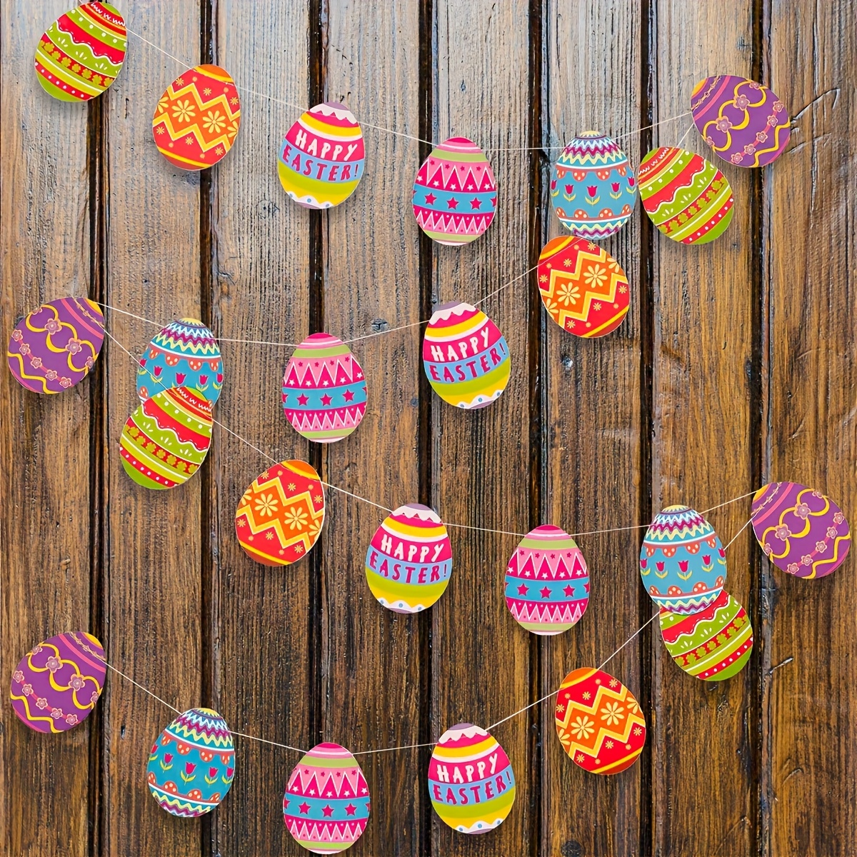 

Easter Celebration Kit: 9.8ft Garland With Colorful Eggs & Banner - Spring Themed Parties, Farmhouse Decor, And Fireplace Mantle