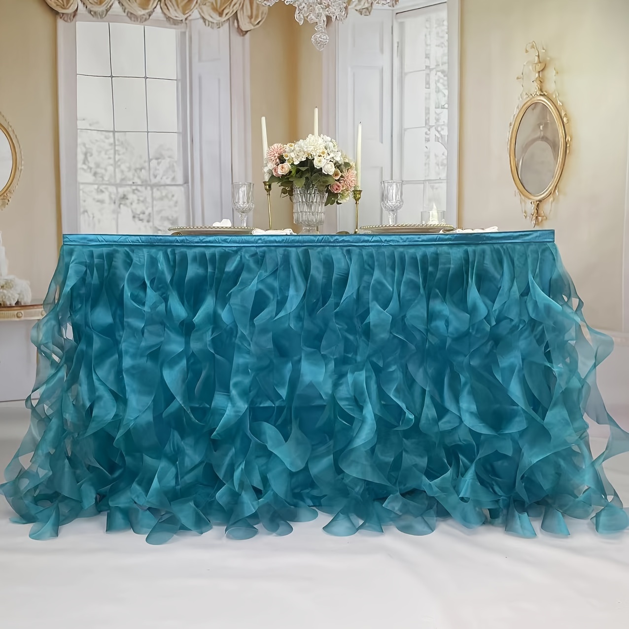 Gonna Da Tavolo In Spandex 2.4m Nero - Per Tavoli Rettangolari, Lavabile, Per Matrimoni E Feste - Foto 7