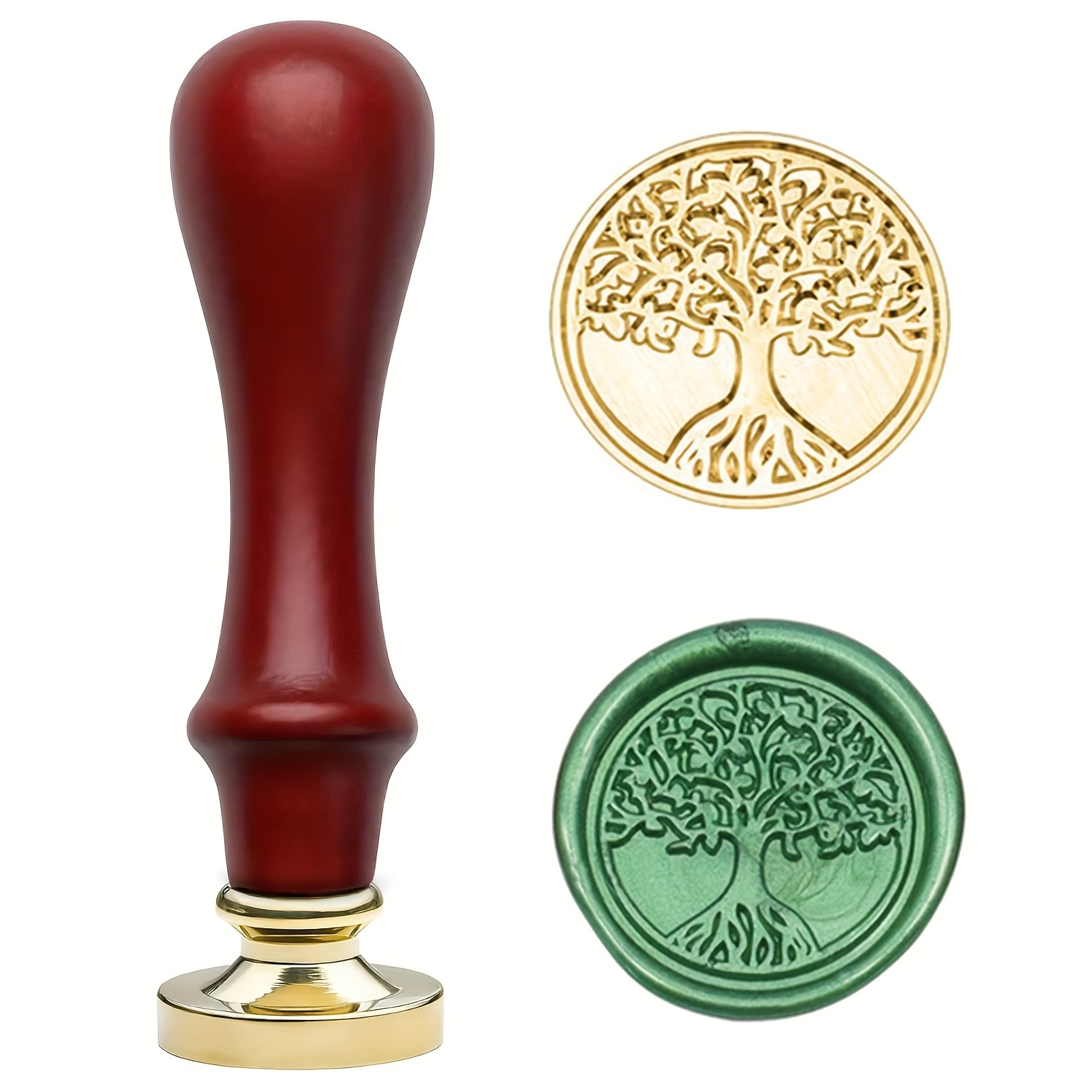 Image of Brass-headed Wax Seal Stamp With A Wooden Handle, Perfect For Thanksgiving Cards, Envelopes, Gift Wrapping, Or Wedding Engagement Invitations