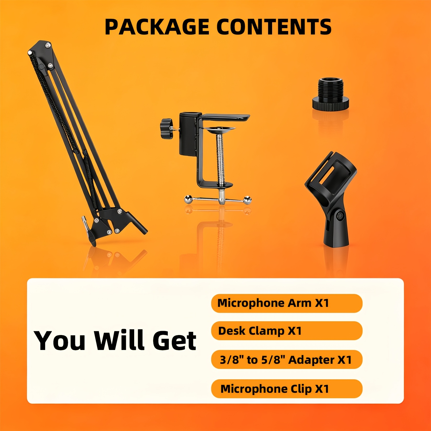 TEMU Cantilever Microphone Stand, 360 ° Rotatable Microphone Stand With Desktop Clip And 3/8 Inch To 5/8 Inch Screw Adapter, Foldable Desktop