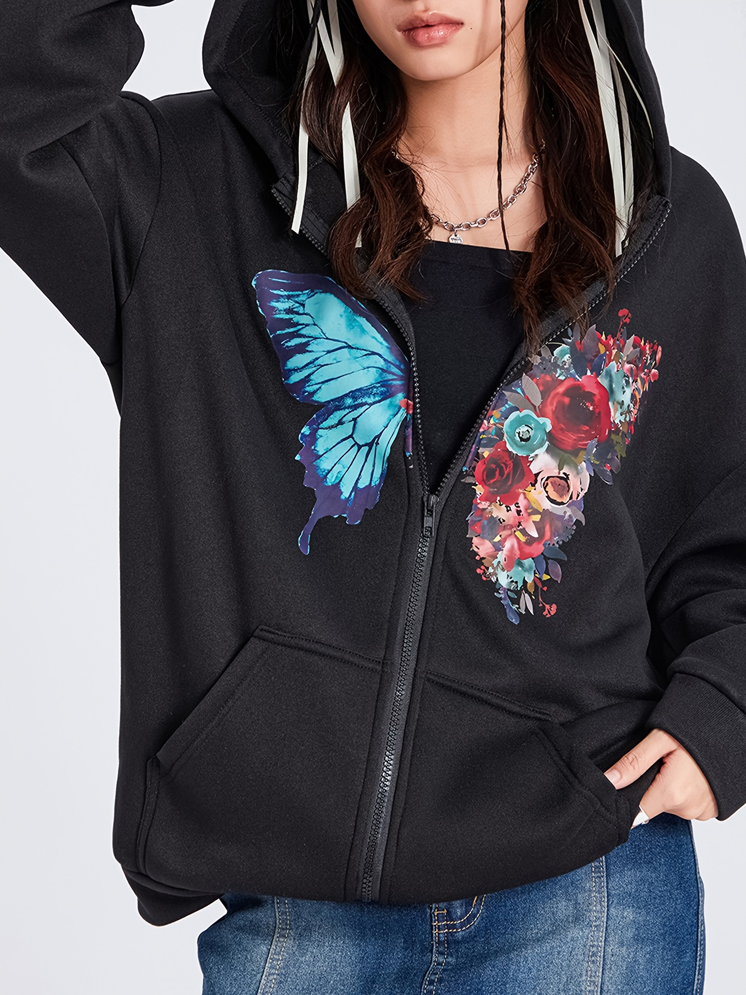 womens y2k zip hoodie oversized graphic print - Temu