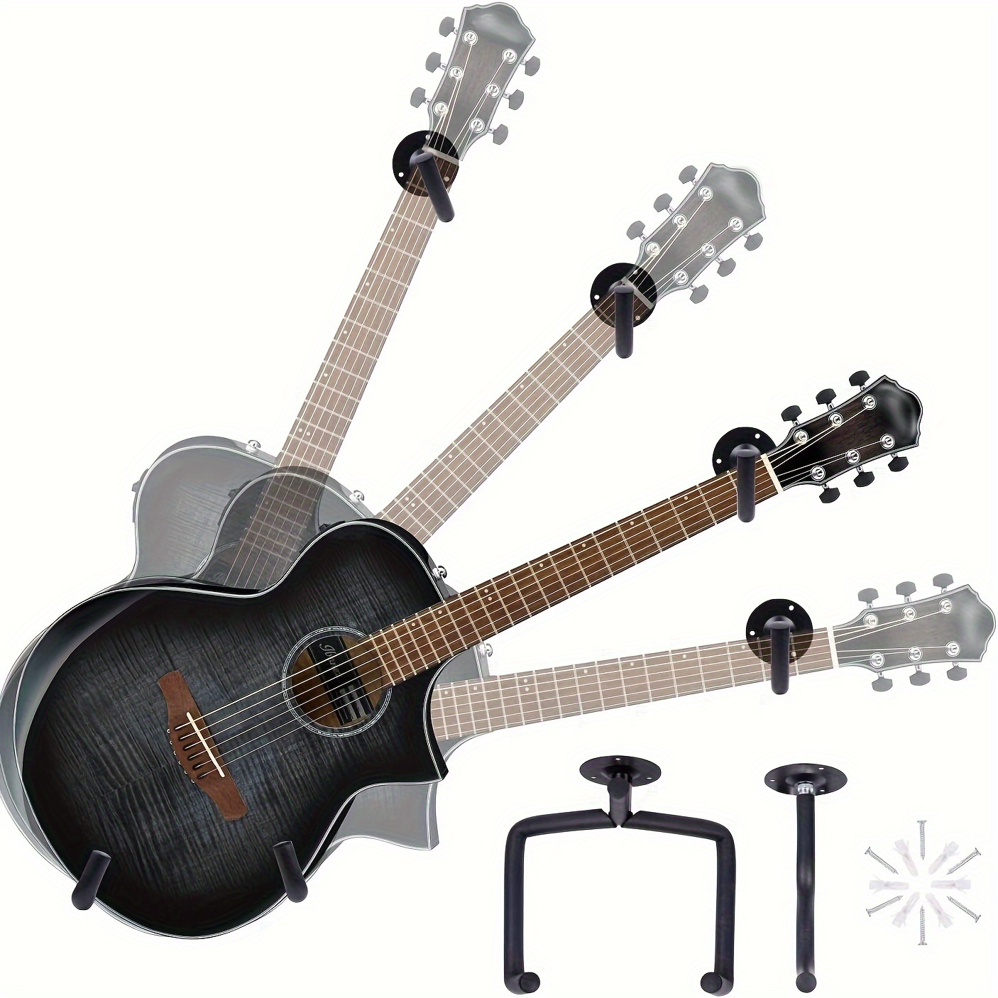  Colgador de pared para guitarra – Soporte de pared para 5  guitarras – Soporte de pared ajustable para instrumentos de cuerda – Cuelga  bajo acústico, guitarra eléctrica y ukelele – Incluye