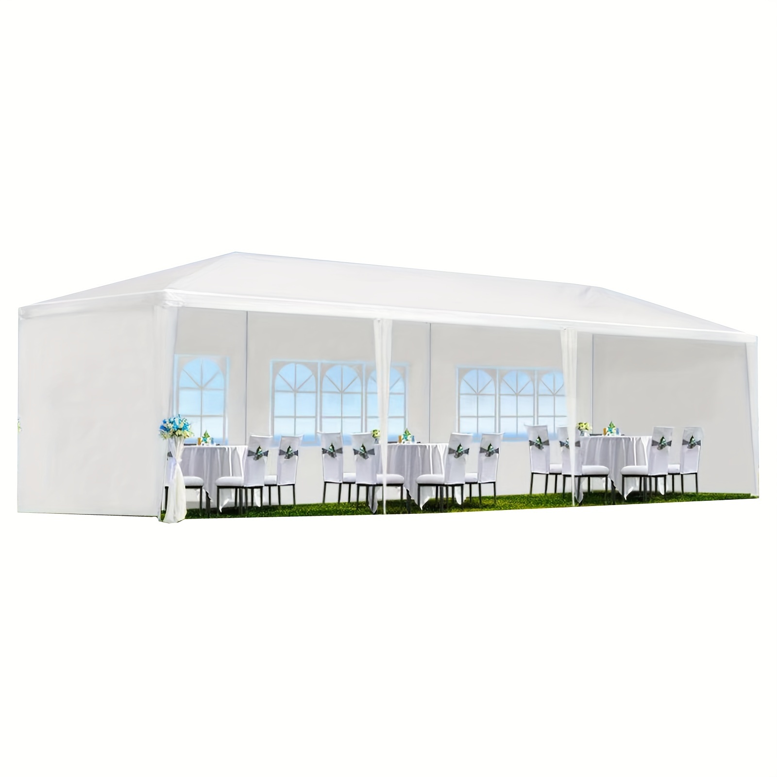 

10x30' Wedding Party Canopy Tent Outdoor Gazebo With 5 Removable Sidewalls, Suitable For Outdoor, Garden, Terrace, Patio