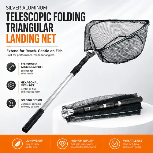 extra large hand held fishing net High Strength Landing Net, with Long Telescoping Handle Black fiberglass handles available fishing nets large sold on