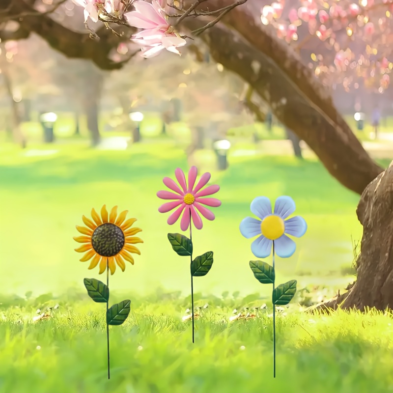 Metal Flower Set/ Outdoor Metal Flower Decoration/ Painted Metal Flower Outdoor Decoration/ Colorful Outdoor Metal Flower