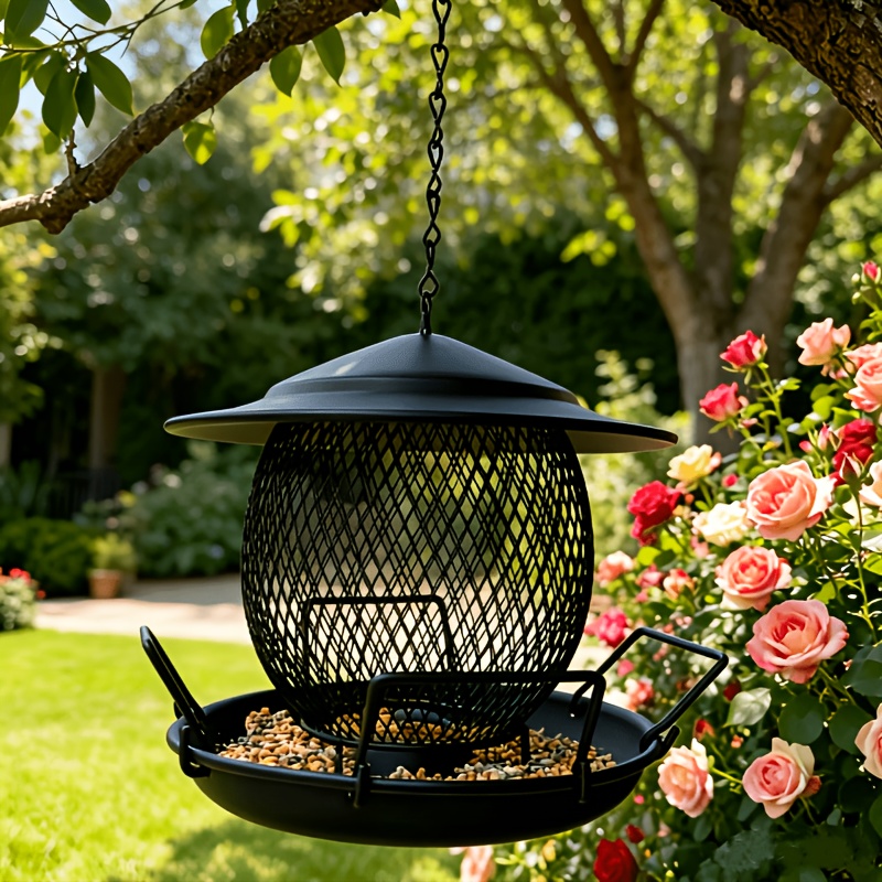 Image of Outdoor Metal Bird Feeder, Easy Two-color Hanging Bird Feeder, Attracting A Of Birds, Courtyard Decoration And A Perfect Gift For Bird