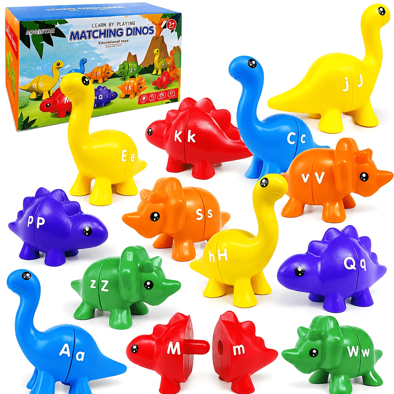 Image of Dinosaur Building And Stacking Toy Set, Number And Letter Matching Science And Education Toys, Festival Gifts