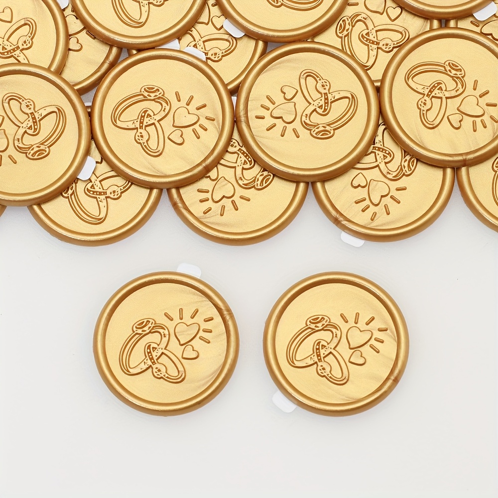 30pcs Ring Pattern Wax Seal Stickers, Handmade Envelope Seal Stickers, Self-adhesive Wax Seal Stickers For Decorating Wedding Invitations And Gift Packaging