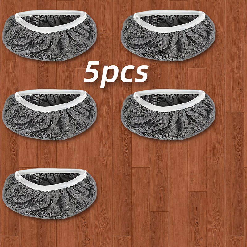 E-shop 5-Pack Wiederverwendbare Waschbare Graue Mopp-Ersatzpads | Zweckmäßige Trocken- Nassreinigung mit Hoher Saugfähigkeit, Weißer Rand, Langlebige