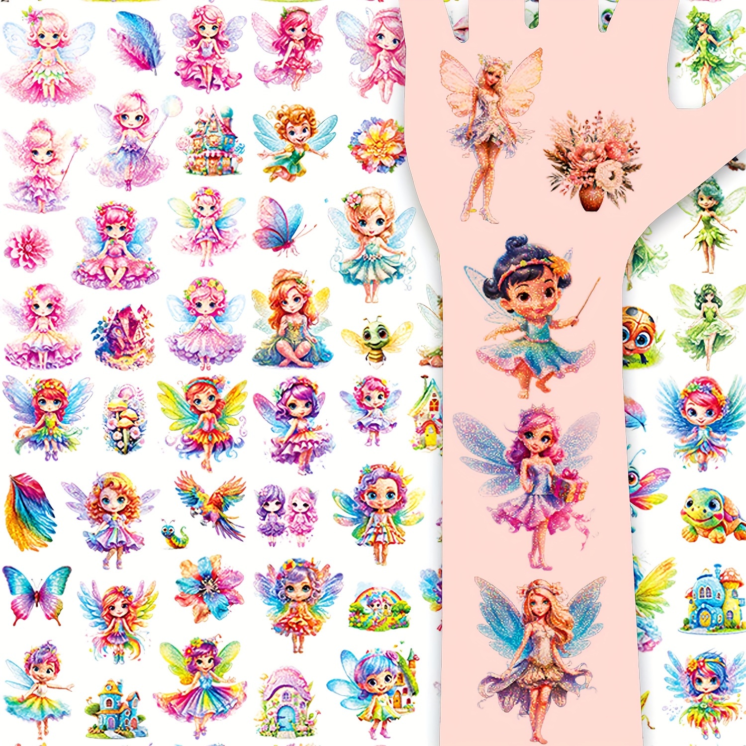 

Fairy And Butterfly Temporary Tattoos Set - 156 Shimmering Glitter Fairy Fantasy Elements, Lasting 2-5 Days, Sparkling Faux Tattoo Sheets For Parties, Birthdays, Gifts - 12 Sheets, Oblong Shape