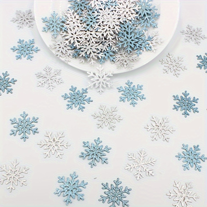 

100pcs Paillettes Argentées et Bleues de Neige Déchirures, Décorations de Noël et An, Fournitures de Fête d'Anniversaire et de Mariage d'Hiver, Décoration de Bureau sur le Thème de et de