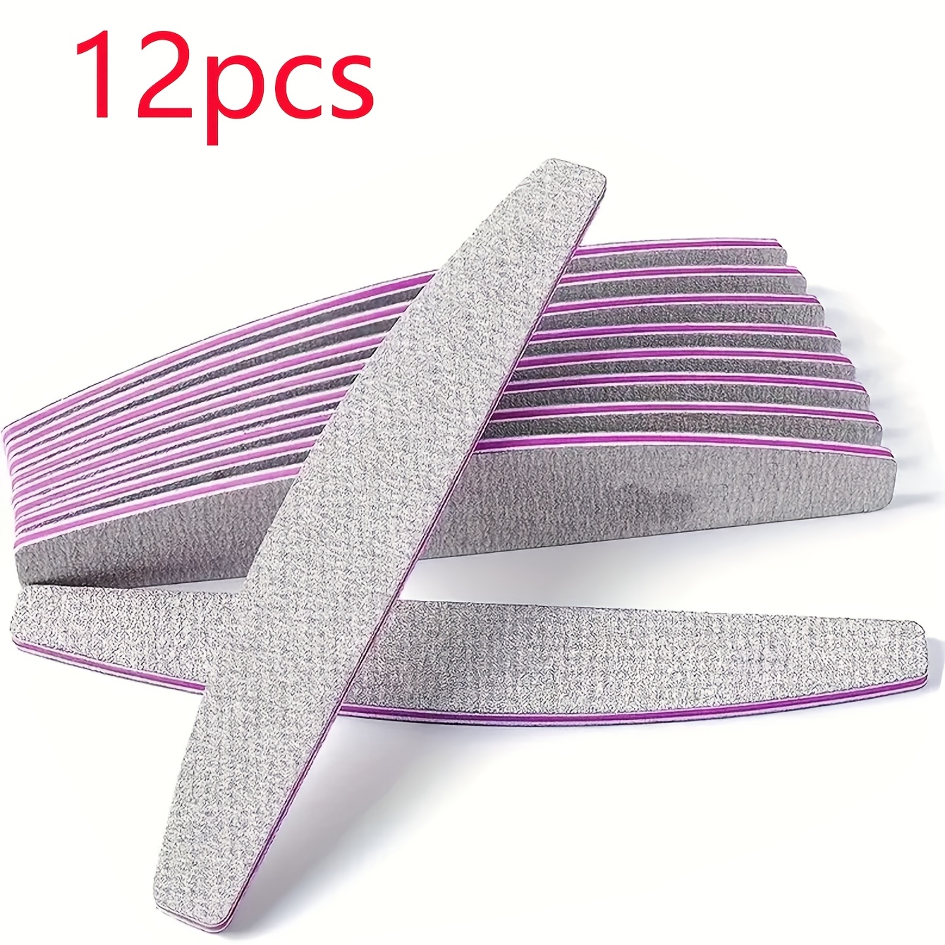 Image of 12pcs Nail Files, 100/180 Grit Emery Board Nail Files, Suitable For Natural And Acrylic Nails, Double-sided Gel Nail Special Buffer Board File, For Manicure Tools For Fingernails And Toenails