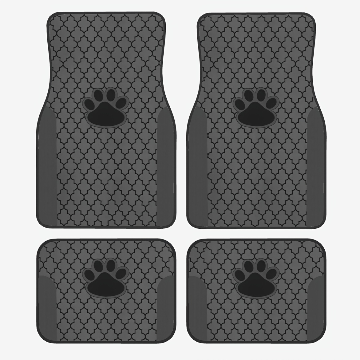 TEMU 4pcs Gray Paw Print Pattern Car Floor Mat Set, Absorbent And Non-slip, Washable, Fashionable Car Interior Protection, Suitable For , For , Van,