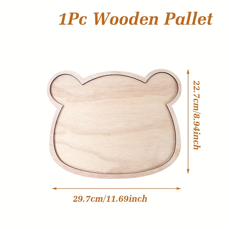 Image of 1pc, Wooden Bear Shaped Pallet, Desktop Decoration Tray, Happy Birthday Party Decoration, Baby Shower Party Supplies, Wedding Bridal Shower Party Table Decor, Event Party Decorative Tray