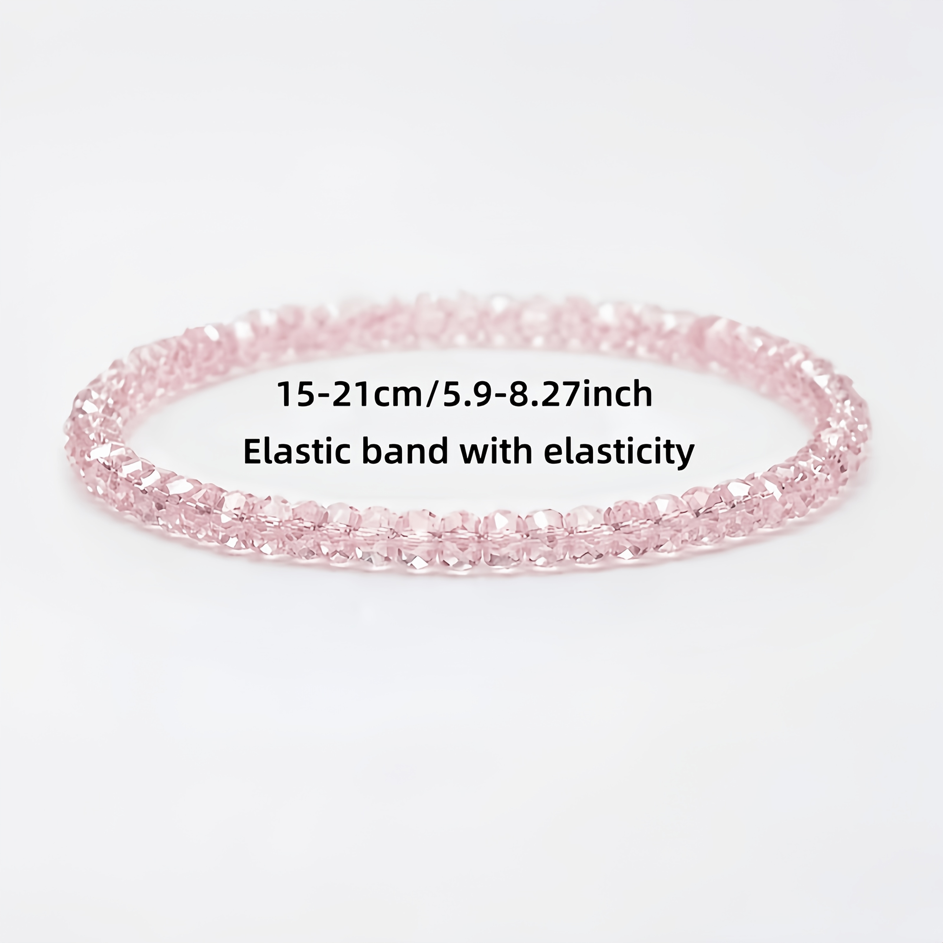 2pcs Light Pink Sparkling Bead Bracelet Set, Gift