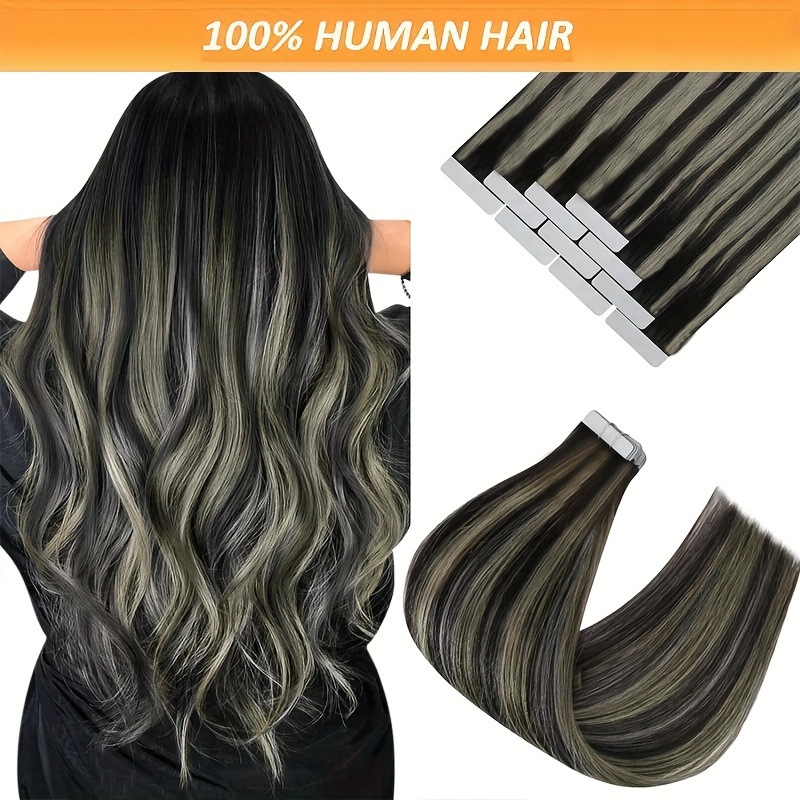 

Real Human Hair Tape-in Extensions: 18-26 Inch, Natural Black To Blonde, 30 Grams, 20 Pcs - Adhesive Hair Extensions For Women