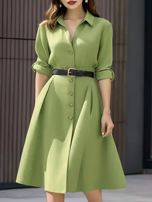 women's long-sleeve dress with a double-breasted collar and pleated hem - women's clothing - Temu Oman women's long-sleeve dress with a double-breasted collar and pleated hem - women's clothing - Temu Oman