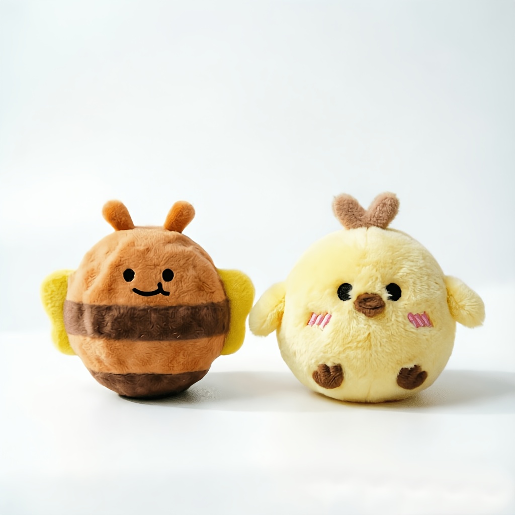 Image of 2pcs And Cute Bee Interactive Bouncing Squeaky Toy Balls, Cat Play Companion Toy To Boredom, Makes Sounds To Cats And Dogs, Soft Fabric With Chew-resistant Inner Material, Slow-rebound Companion Toy