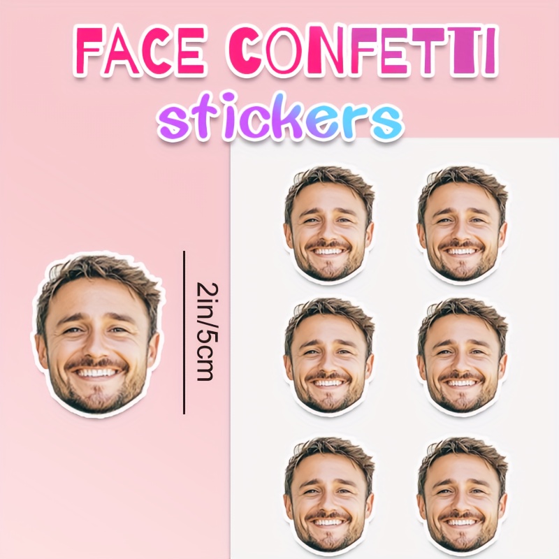 E-shop 50/100 Stk. Individuelle Gesichtsaufkleber mit Foto - Hochwertiges Papiermaterial für Partys, Feiertage, Geburtstage, Hochzeiten, Vatertag,