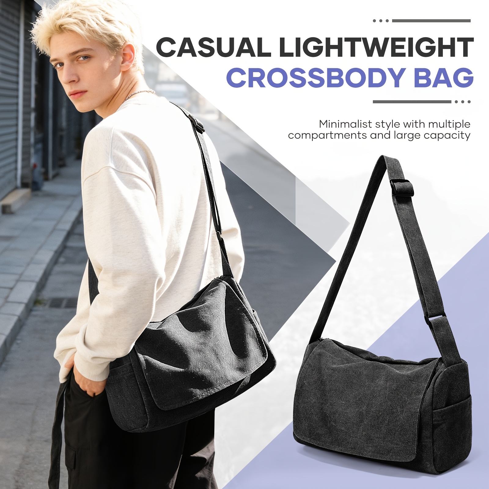 TEMU Original Handgefertigte Lässige Yoga Student Literarische Große Kapazität Reise Single Shoulder Crossbody Bag Mode Lässige Hüfttasche Unisex
