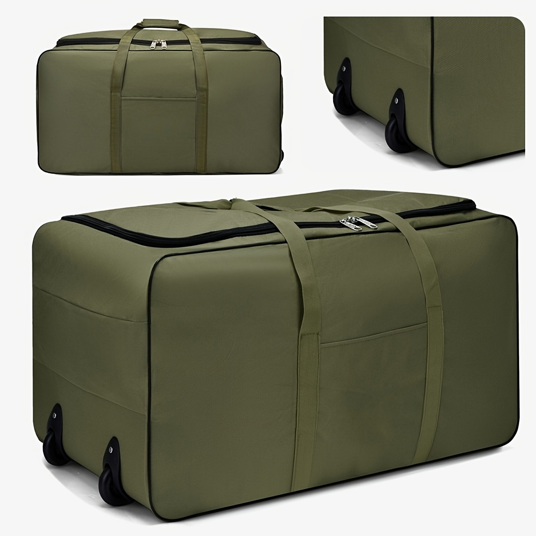 TEMU Heavy-duty Large-capacity Rolling Moving Bag, Large Foldable Rolling Duffle Bag With Wheels, Portable Travel Storage Bag, Heavy Duty Collapsible