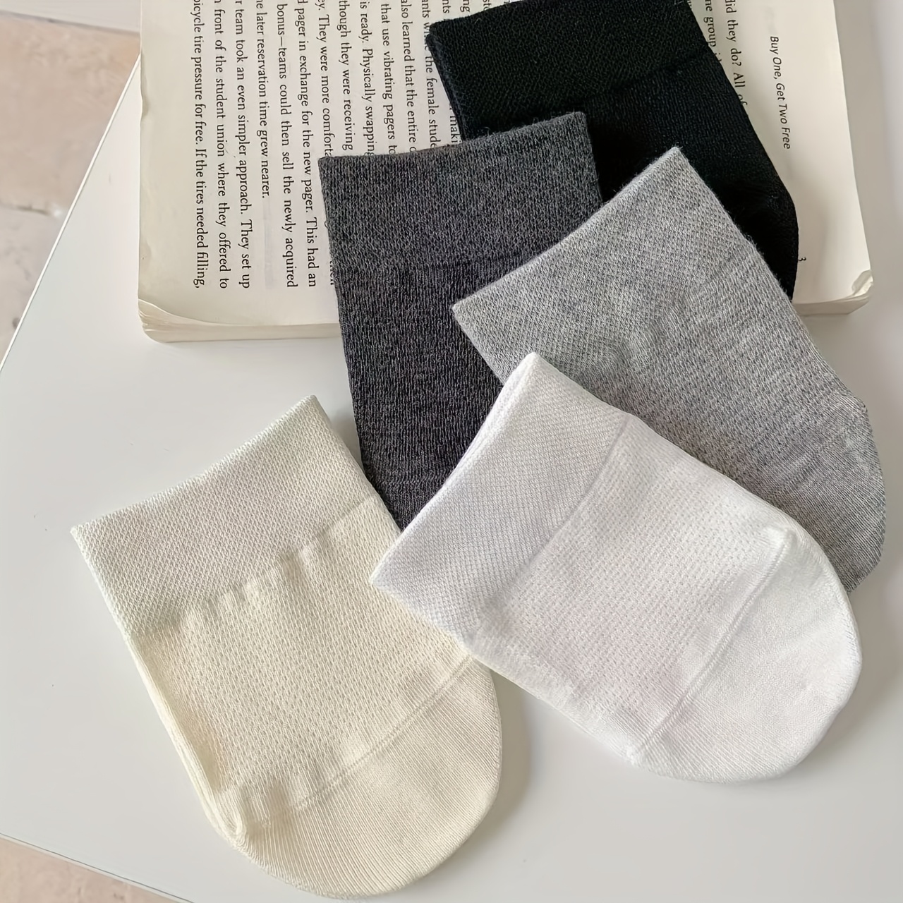 Image of 5 Pairs Of Half-sole Boat Socks, Short Invisible Socks For Women, Anti-slip For High Heels And Slippers, Breathable Mesh Half-foot Socks