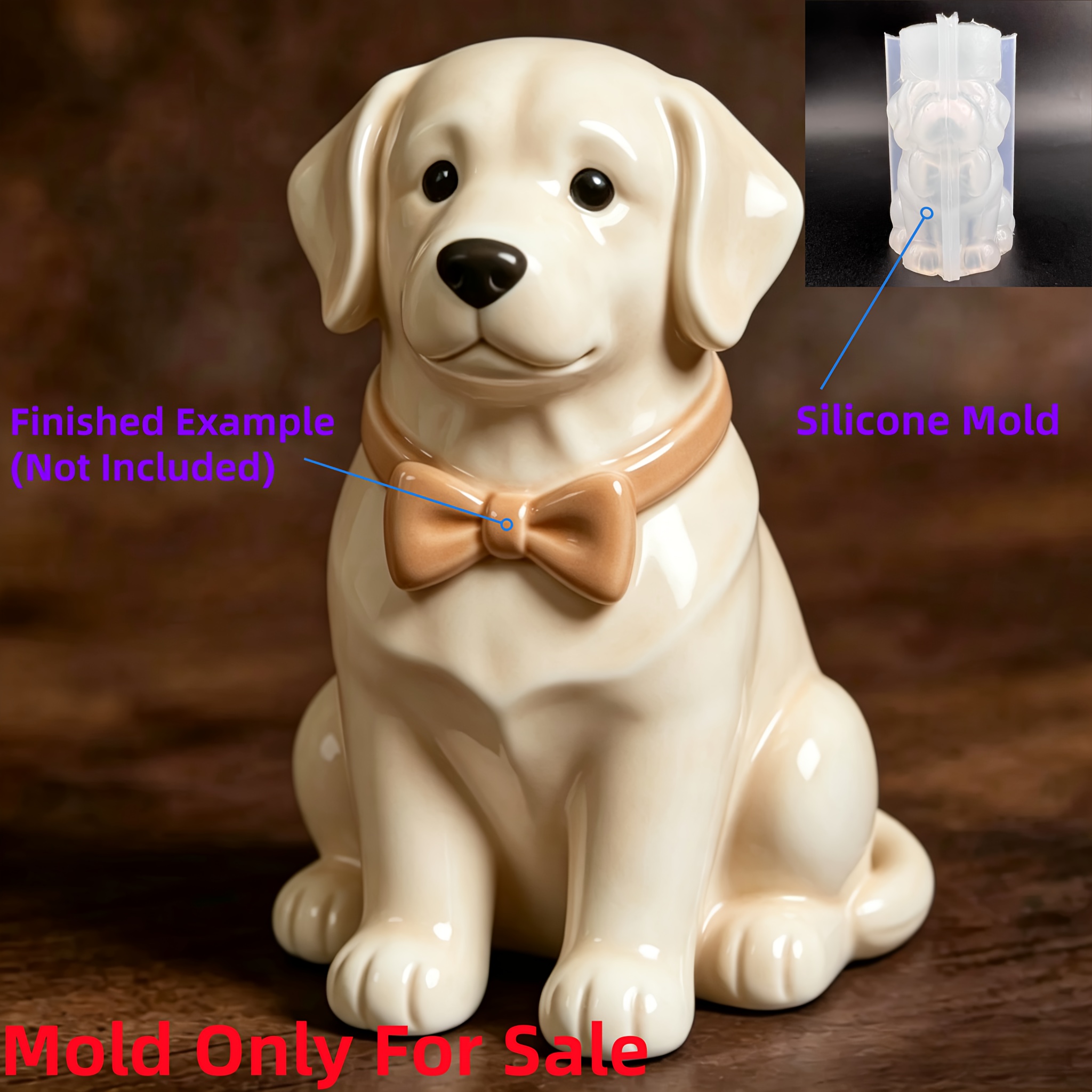 TEMU 3d Dog Silicone Mold, Sitting Puppy Candle Mold, Resin Casting Mold For Soap, Plaster, Epoxy, Home Decor, Animal Figurine Making Mould