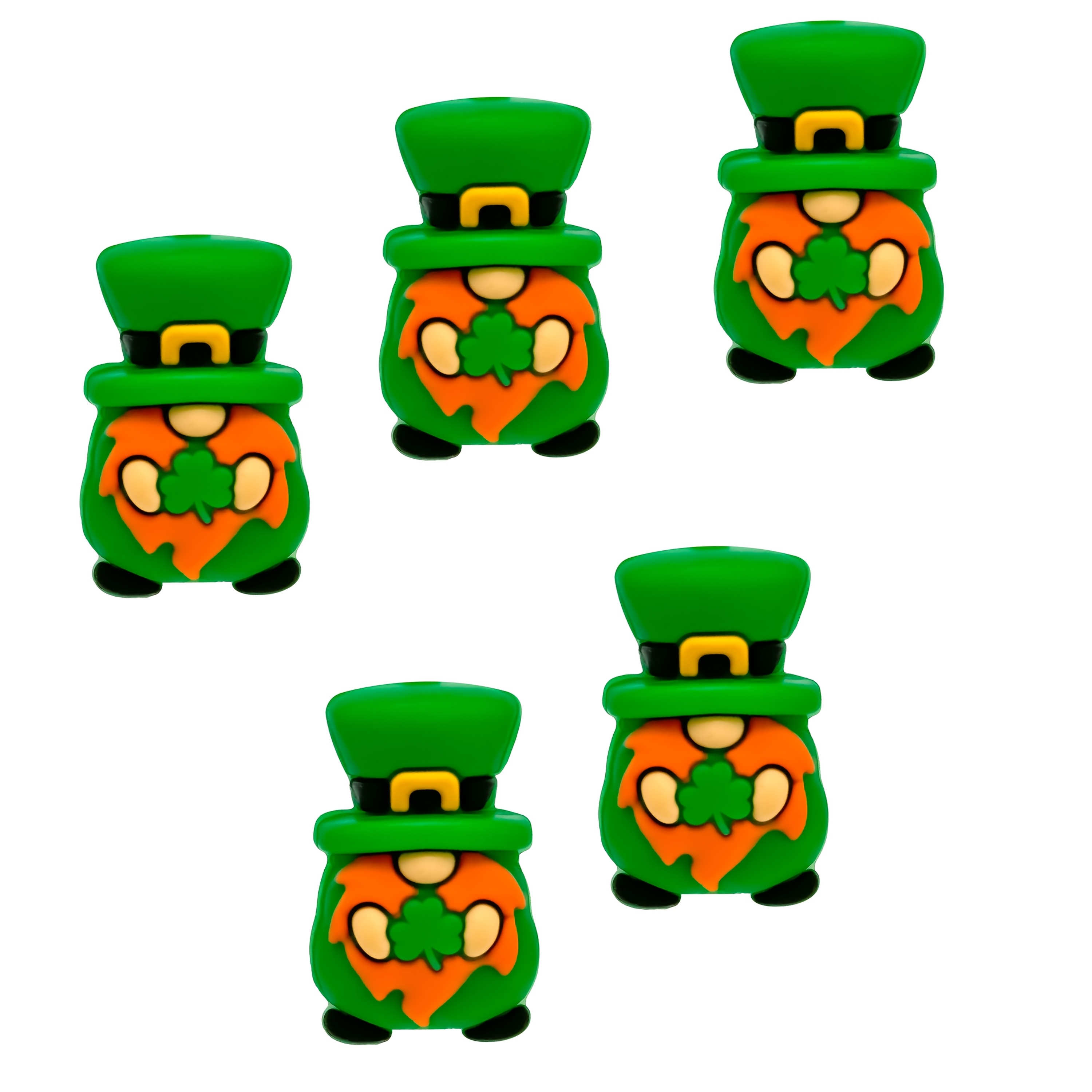 

5pcs 's Day Theme Silicone Beads Kit, 3d Shamrock Clover Dwarf Shaped Silicone Beads Bulk For Jewelry Making, Keychain Making, Handmade Crafts