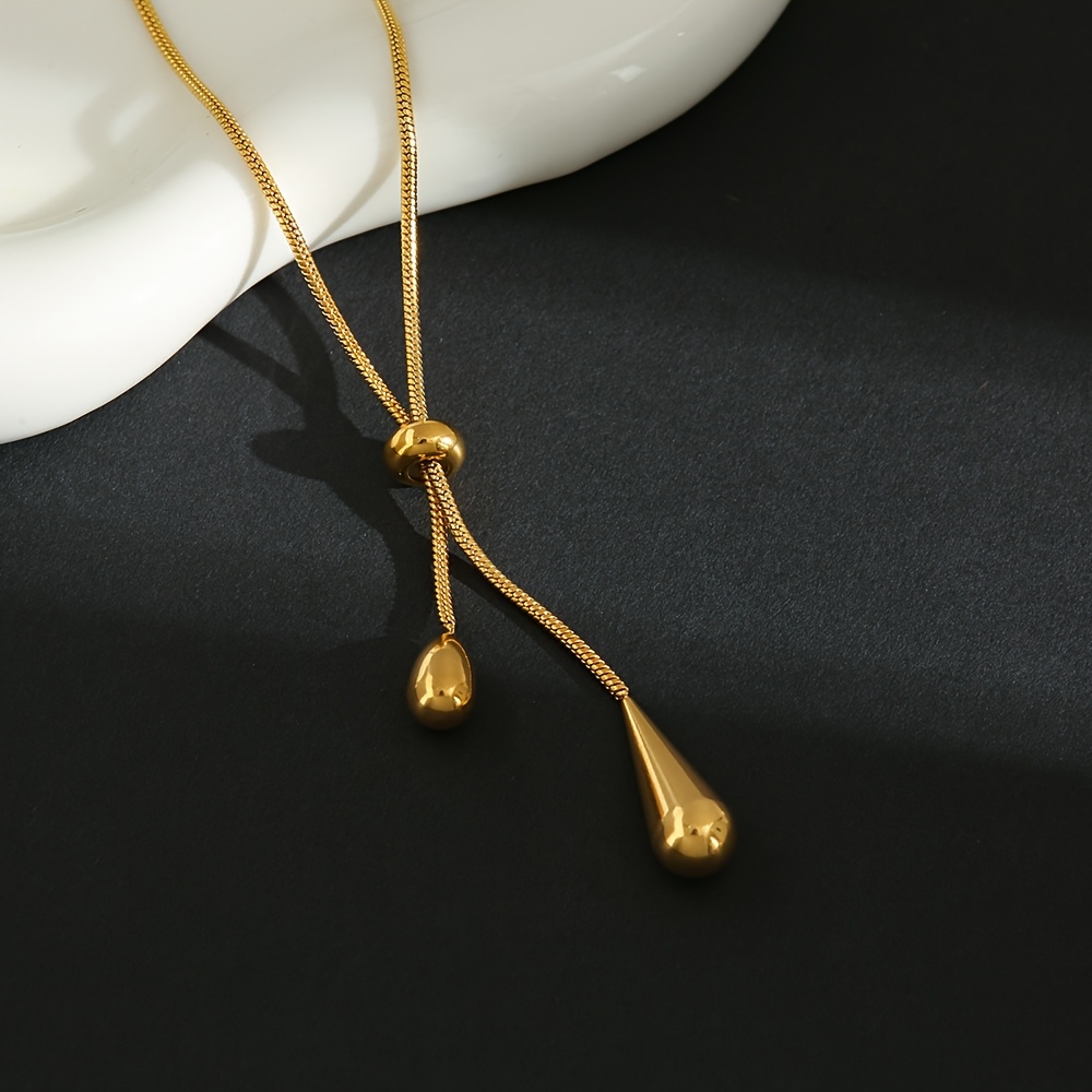 1pc of New Fashionable Exquisite Copper Material Pull-adjustable Teardrop Pendant Chain Women's Necklace