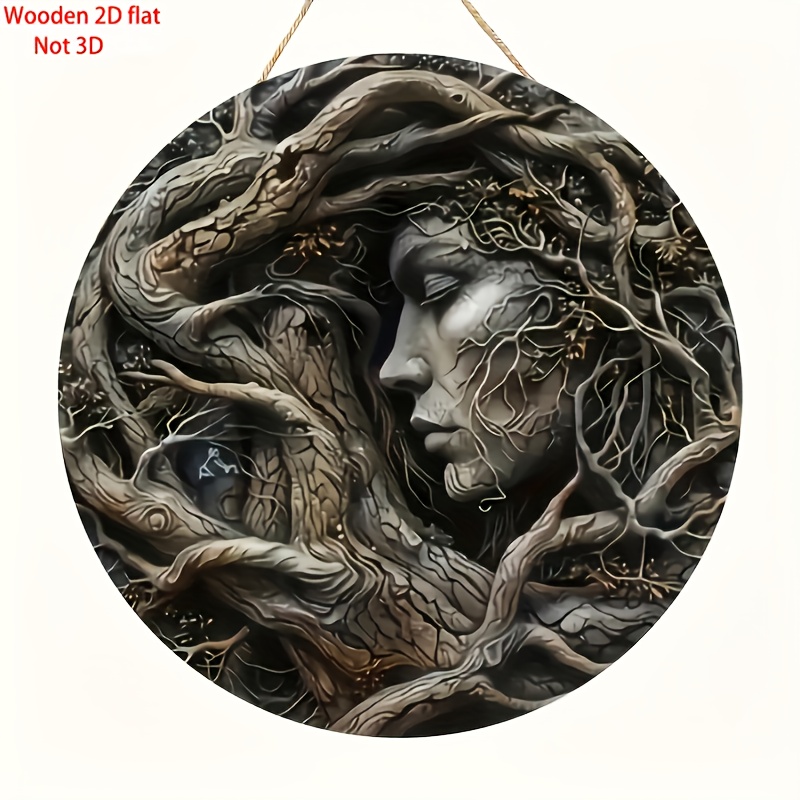 Image of 2dflat Bohemian Tree Spirit Wooden Sign Wall Decor, Suitable For Home, Cafe, Garage, Porch, Farmhouse - Multifunctional Boho Art, No Electricity Required, Ideal Gift