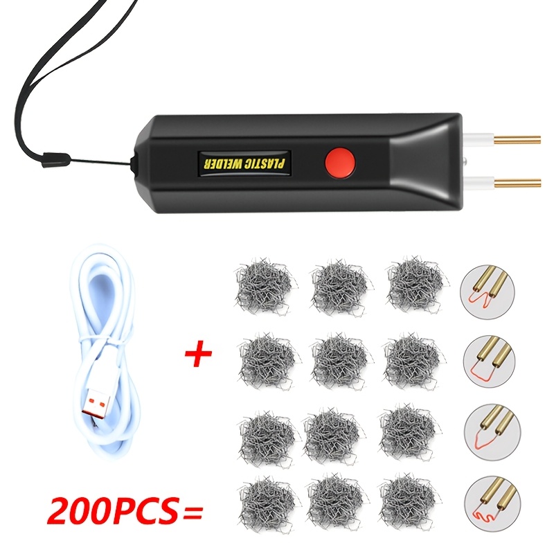 TEMU 100w Portable Plastic Welding Gun, With 200pcs Hot , Portable Welding Stapler Kit For Car Bumper, Kayak, Motorcycle & Most Plastic Repairs