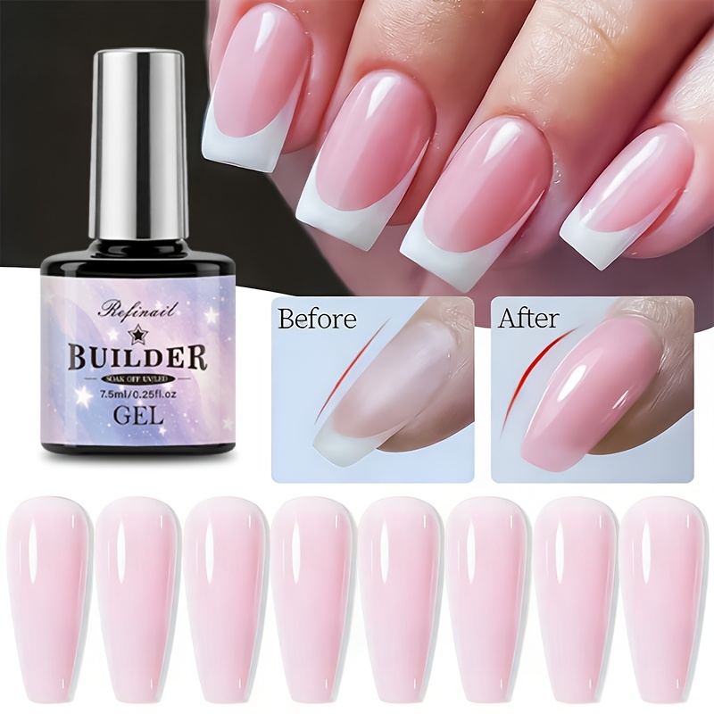 Image of Pink Translucent Construction, With Naked Feel, Full Shaping And Seamless Leveling Effect, Strengthening Surface And Extending , Suitable For Professional Nail Salons And Nail Art Supplies